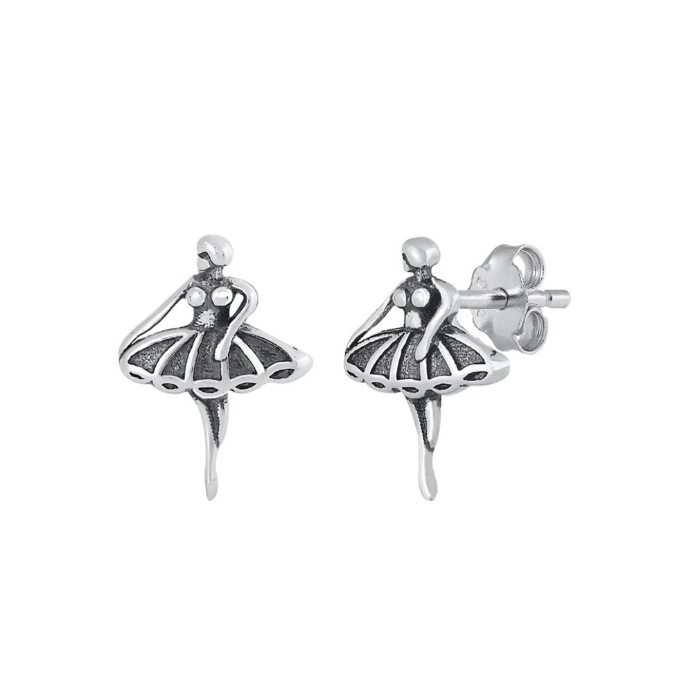 Ballerina Sterling Silver Stud Earring